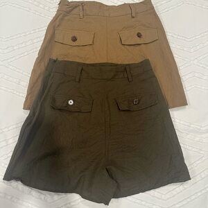Zara Tan and Olive Skorts